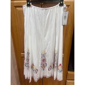 Nygard White Multicolor Embroidered Skirt - Size 16
